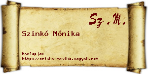 Szinkó Mónika névjegykártya
